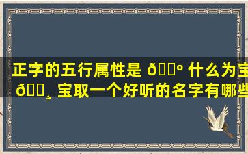 正字的五行属性是 🌺 什么为宝 🌸 宝取一个好听的名字有哪些方法